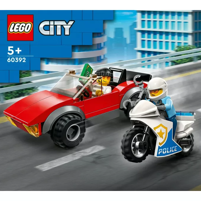 LEGO Klocki City 60392 Motocykl policyjny - pościg za samochodem