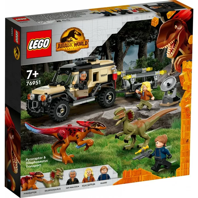 LEGO Klocki Jurassic World 76951 Transport pyroraptora i dilofozaura