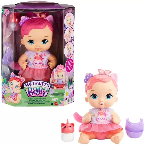Mattel Lalka bobas My Garden Baby podstawowa, kotek różowy