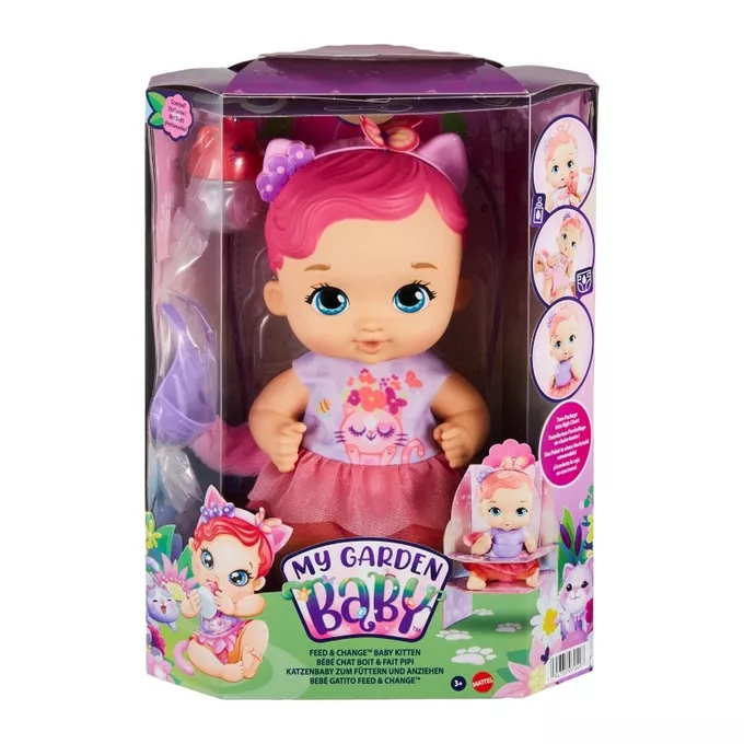 Mattel Lalka bobas My Garden Baby podstawowa, kotek różowy