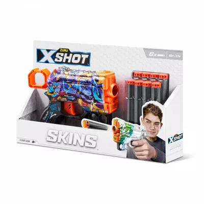 ZURU X-Shot Wyrzutnia SKINS MENACE (8 Strzałek) wzór D