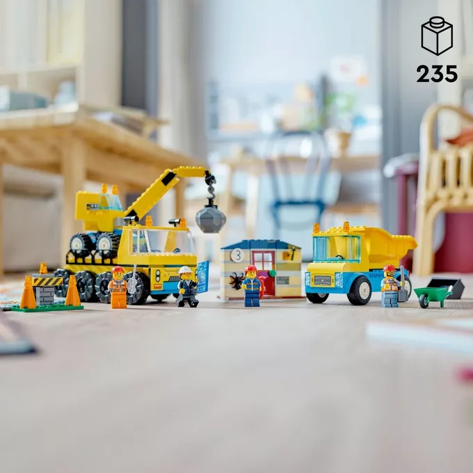 LEGO Klocki City 60391 Ciężarówki i dźwig z kulą wyburzeniową