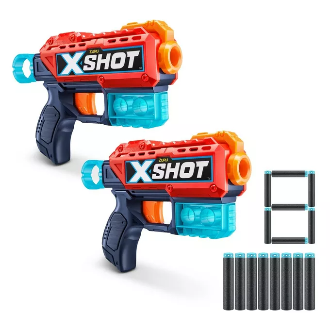X-Shot Zestaw wyrzutni Excel Double Kickback (8 strzałek, 6 puszek)