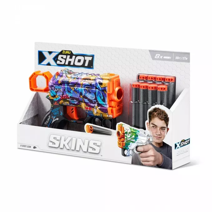 ZURU X-Shot Wyrzutnia SKINS MENACE (8 Strzałek) wzór D