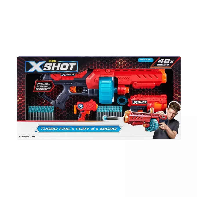 X-Shot Wyrzutnia Excel Combo Pack Turbo Fire + Fury 4 + Micro