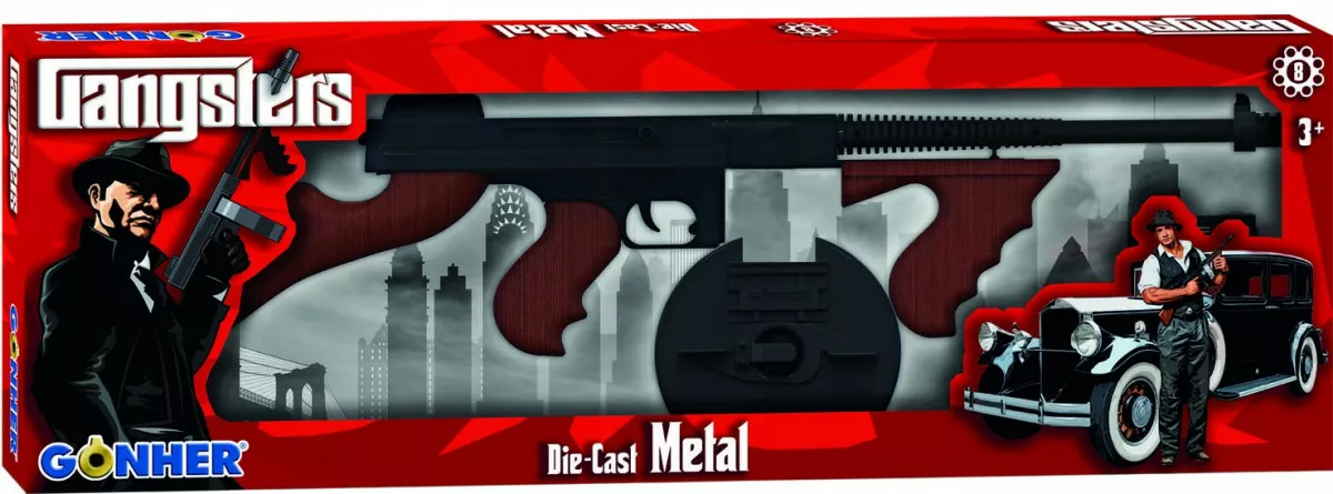 Pulio Metalowy pistolet gangsterski 8 naboi (Gonher)
