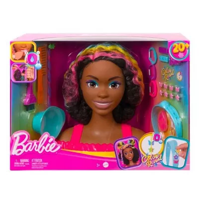 Mattel Barbie Głowa do stylizacji Neonowa tęcza kręcone włosy