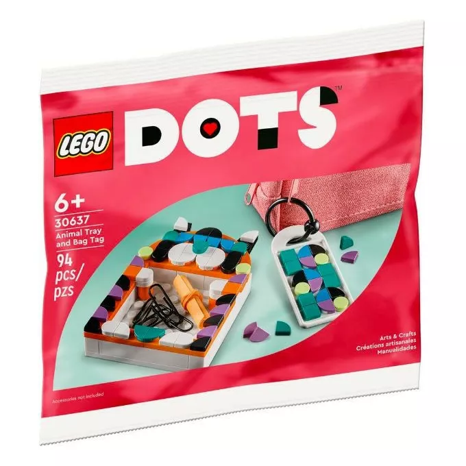 LEGO Klocki DOTS 30637 Tacka w kształcie zwierzaka i zawieszka na torbę