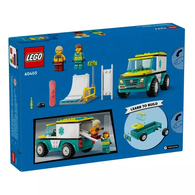 LEGO Klocki City 60403 Karetka i snowboardzista