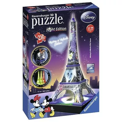 Ravensburger Polska Puzzle 3D Budynki Nocą Wieża Eiffla Disney