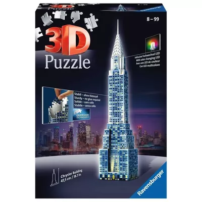 Ravensburger Polska Puzzle 3D Budynki Nocą Wieżowiec Chrystler