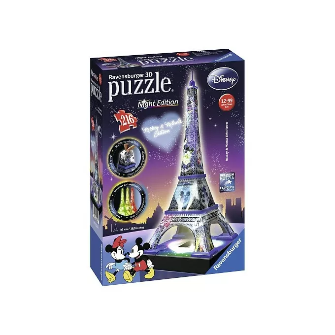 Ravensburger Polska Puzzle 3D Budynki Nocą Wieża Eiffla Disney