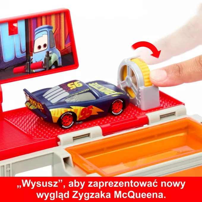 Mattel Pojazdy Auta Mobilny lakiernik Samochód z otwieraną naczepą