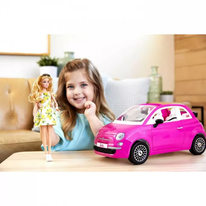 Mattel Lalka Barbie + Samochód Fiat 500 kabriolet