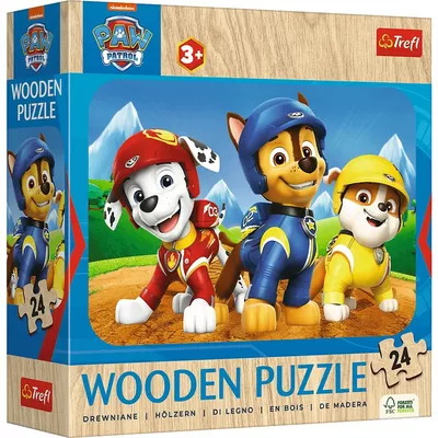 Trefl Puzzle 24 elementy drewniane Psi Patrol