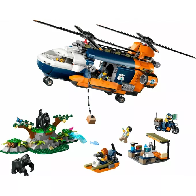 LEGO Klocki City 60437 Helikopter badaczy dżungli w bazie