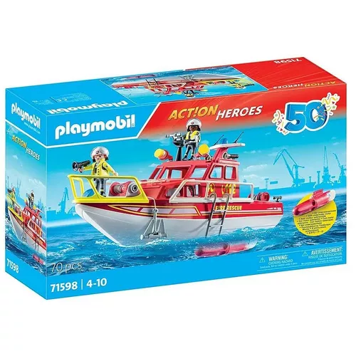 Playmobil Zestaw z figurkami Action Heroes 71598 Łódź ratownicza straży pożarnej