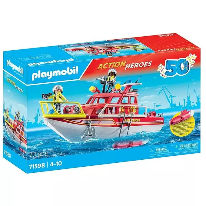 Playmobil Zestaw z figurkami Action Heroes 71598 Łódź ratownicza straży pożarnej