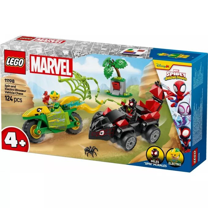 LEGO Klocki SPIDEY 11198 Pościg Spina za Electro w dinopojeździe