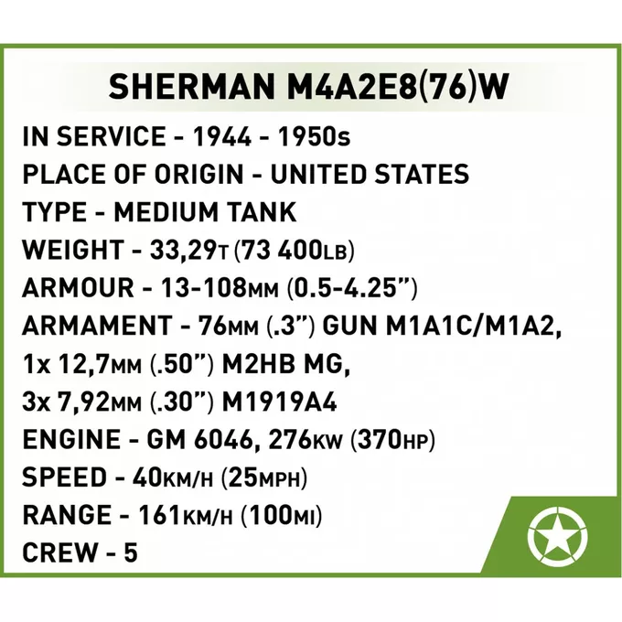 Cobi Klocki Klocki Sherman M4A2E8 865 klocków
