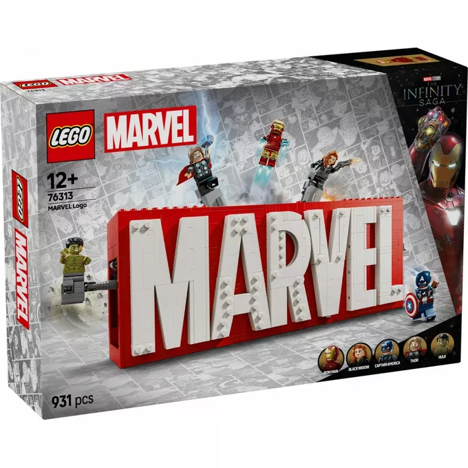 LEGO Klocki Super Heroes 76313 Logo MARVEL z minifigurkami