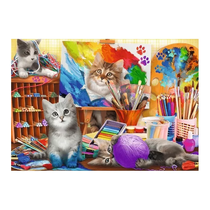 Trefl Puzzle 2x500 elementów Sztuka malowania Kotki