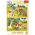 Trefl Puzzle 2x24 elementy Kubuś Puchatek Dzień w ogrodzie