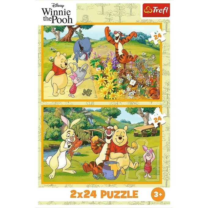 Trefl Puzzle 2x24 elementy Kubuś Puchatek Dzień w ogrodzie