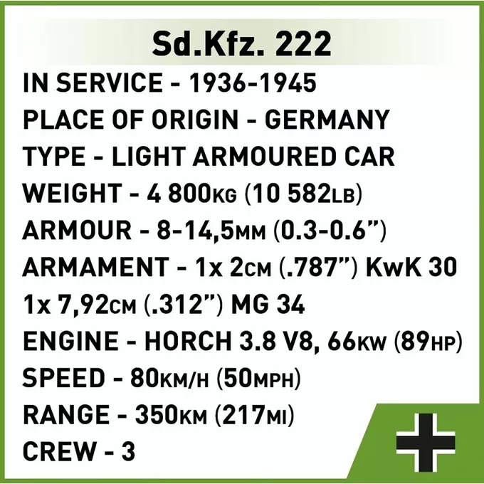 Cobi Klocki Klocki Sd.Kfz 222 502 klocki