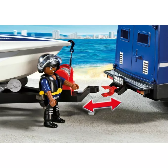 Zestaw z figurkami City Action 5187 Pojazd terenowy policji z motorówką