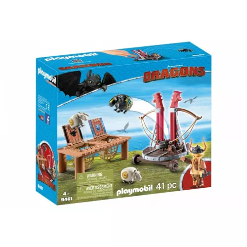 Playmobil Zestaw z figurkami Dragons 9461 Pyskacz Gbur z katapultą do owiec