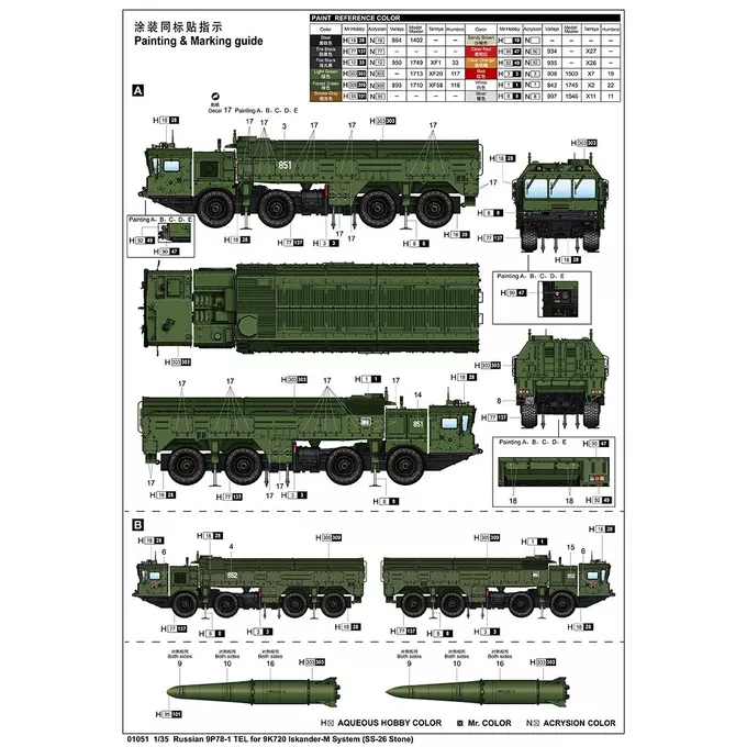 Model plastikowy rosyjski 9P78-1 TEL do systemu 9K720 Iskander-M