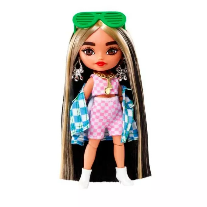 Lalka Barbie Extra Minis Kurtka w kratkę/Czarne włosy