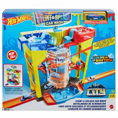 Hot Wheels Zestaw z kaskaderską myjnią samochodową Zmiana koloru