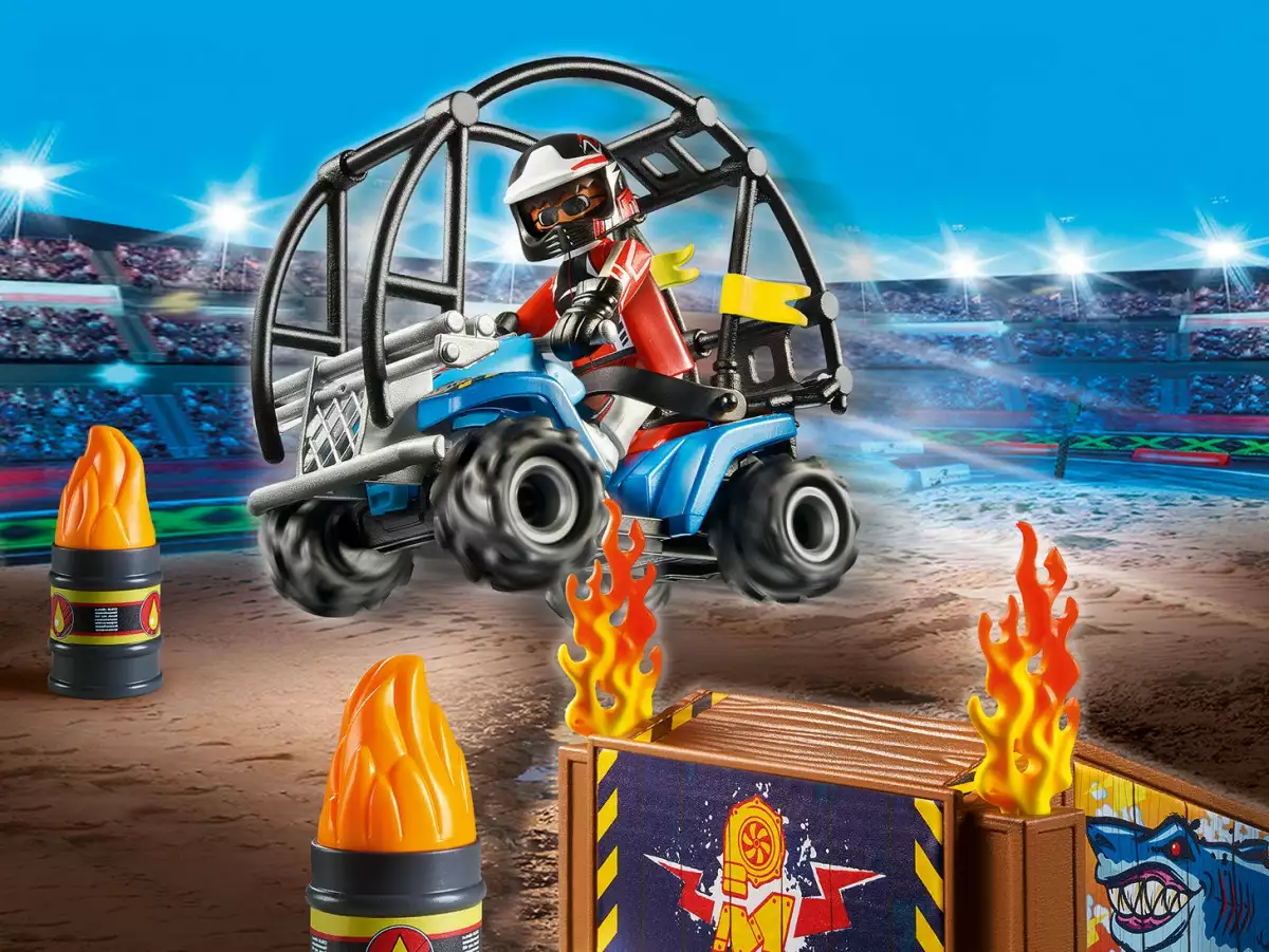 Playmobil Zestaw Pokaz kaskaderski z quadem i płonącą rampą