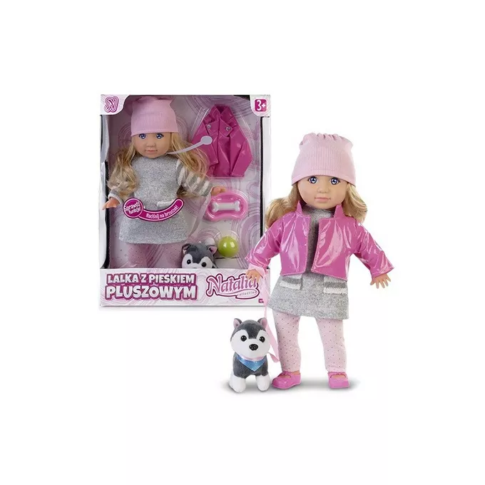 Lalka Natalia z pieskiem pluszowym 35 cm