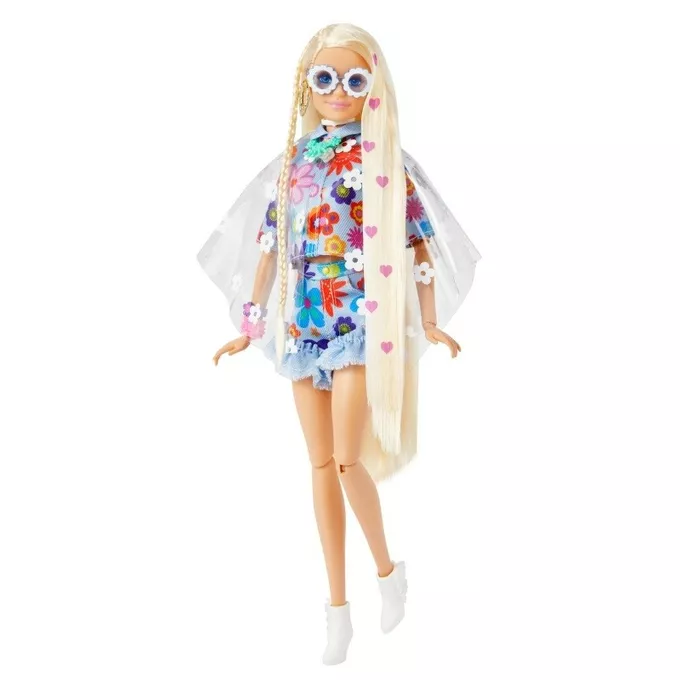 Mattel Lalka Barbie Extra Komplet w kwiatki Blond włosy
