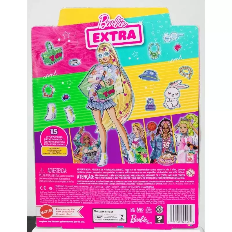 Mattel Lalka Barbie Extra Komplet w kwiatki Blond włosy