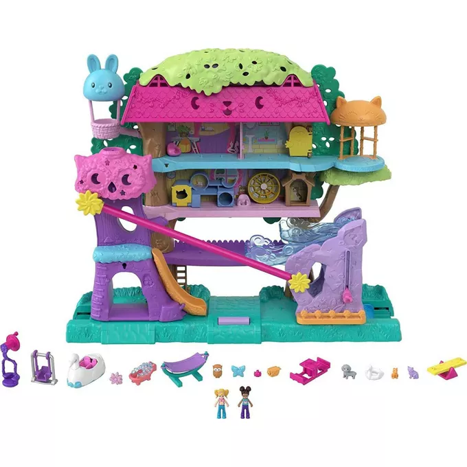 Mattel Zestaw figurek Polly Pocket Przygody zwierzątek Domek na drzewie