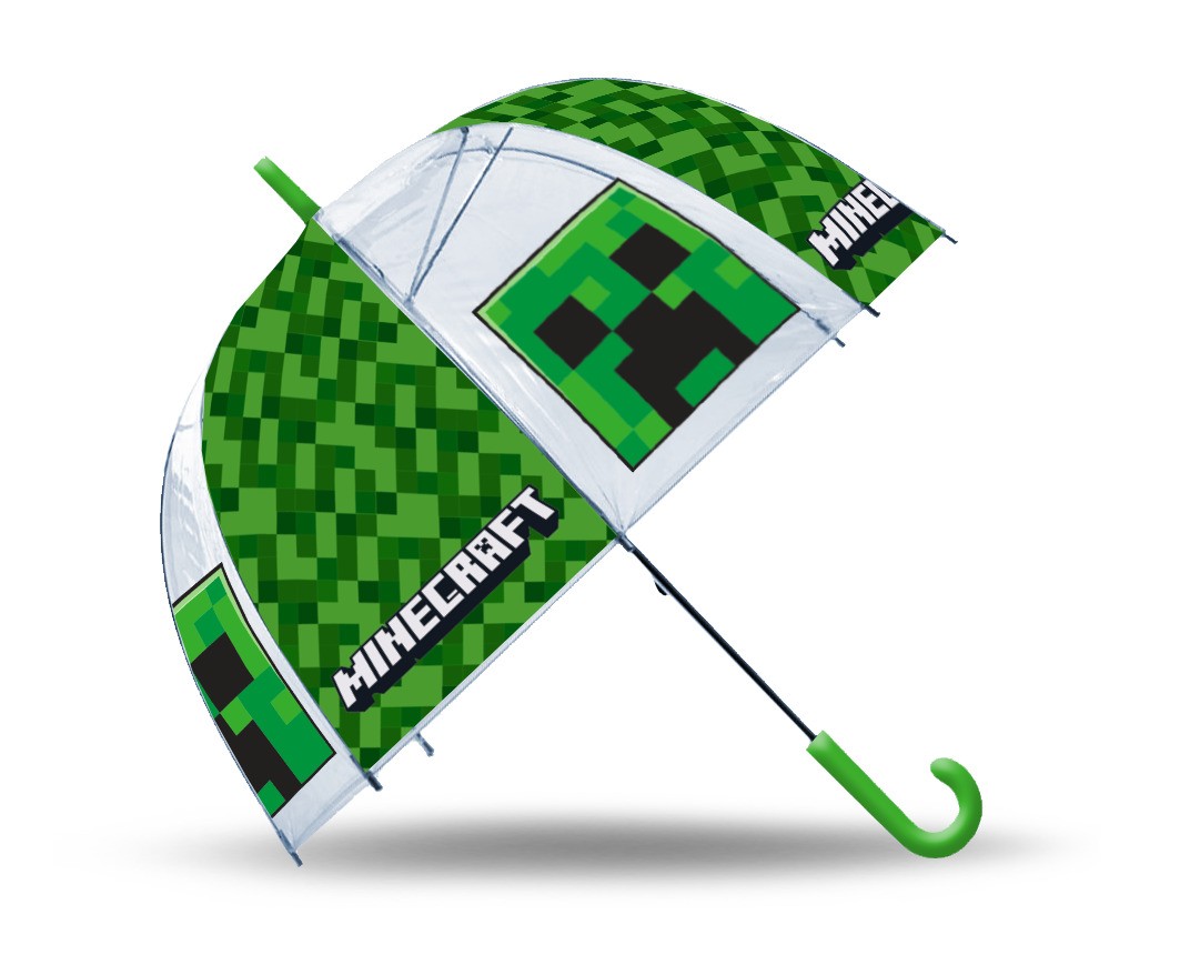 Kids Euroswan Parasolka przezroczysta manualna Minecraft zielona