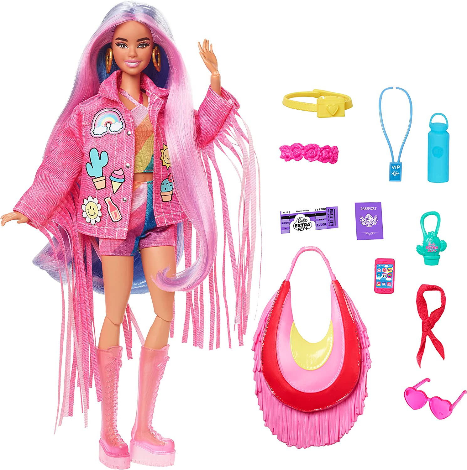 ilustracja: Mattel lalka Barbie Extra Fly Hippie