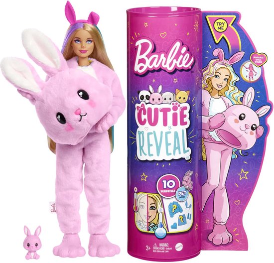 ilustracja: Mattel lalka Barbie Cutie Reveal Króliczek