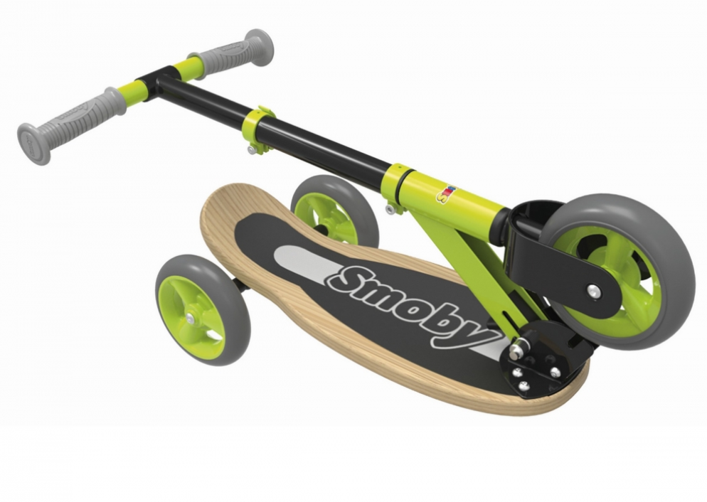 Smoby Trójkołowa hulajnoga drewniana