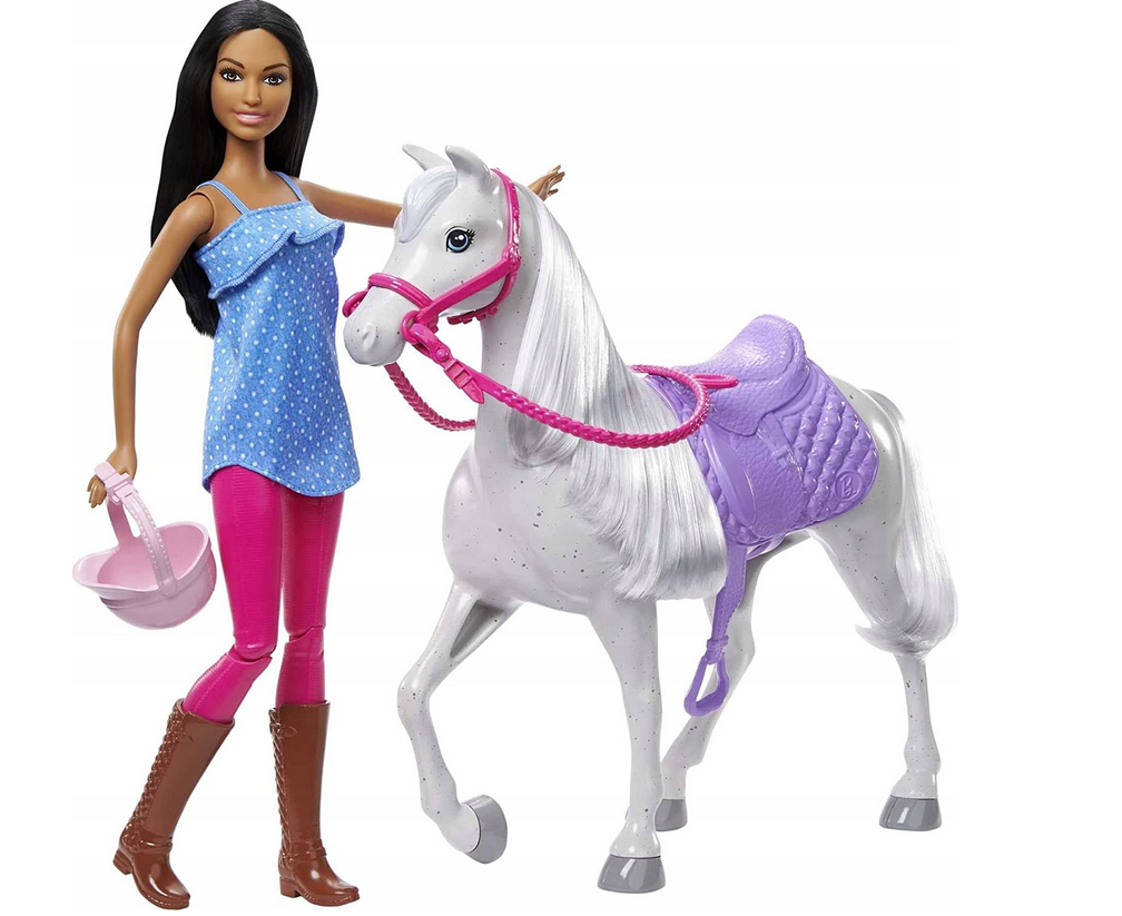 Mattel Lalka Barbie Brunetka z koniem
