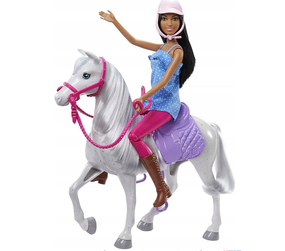 Mattel Lalka Barbie Brunetka z koniem